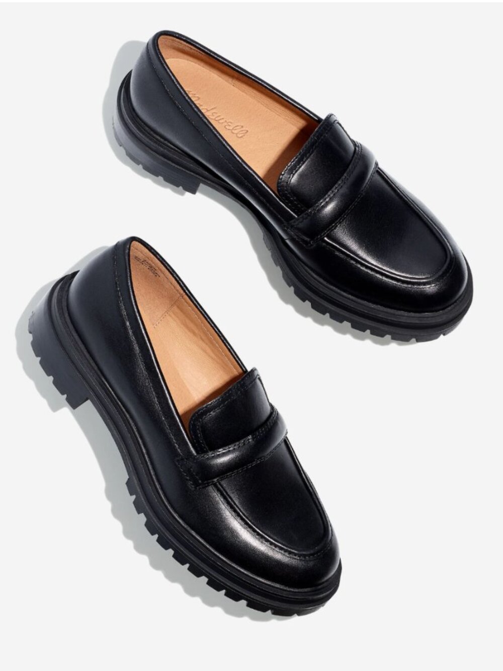 Madewell Bradley Lugsole Loafer in Black Leather Size 8
